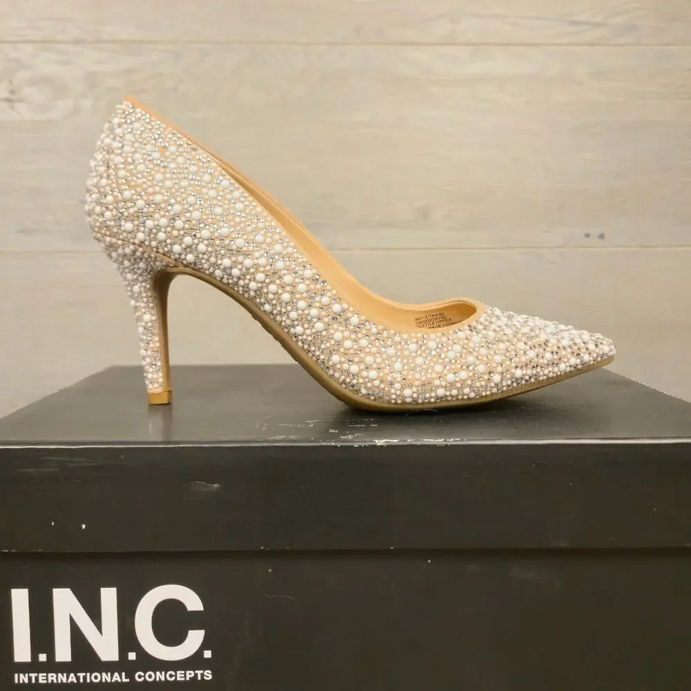 I.N.C. Zitah Pearl and sequin embellished Heels embellished Heels 6 NEW with Box
